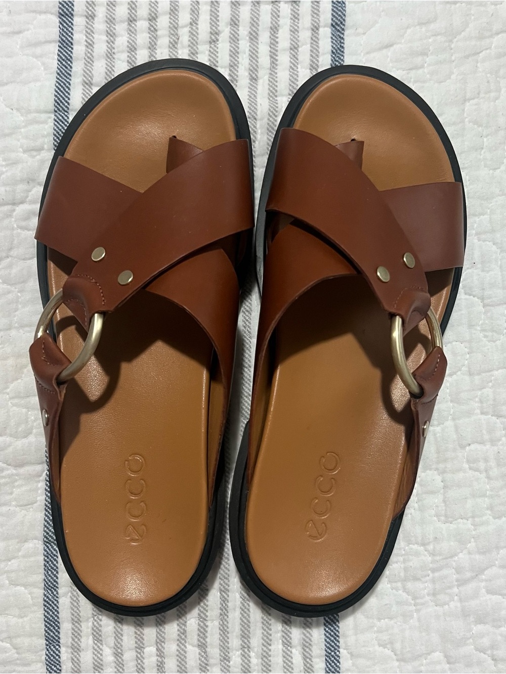 ECCO Women’s Seoul Toe Post Ring Ornament Slide Sandals - size 37